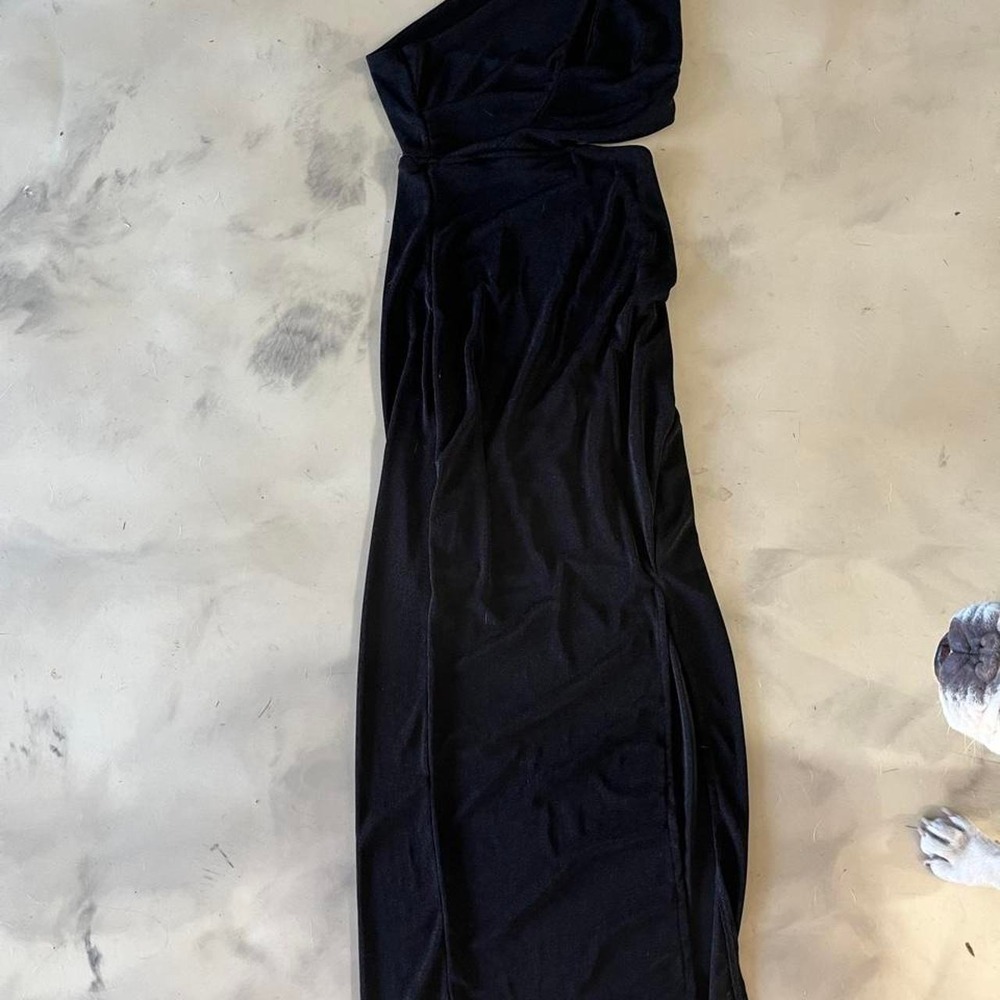 Lyaner Black One Shoulder Cutout Maxi Dress Bodycon Going Out Date Night Sz S